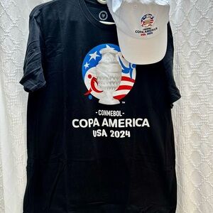 Copa America 2024 Black T-Shirt and Hat- New